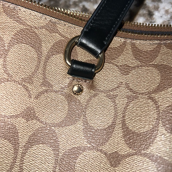 Authentic COACH Handbag Gallery Tote Signature Design Brown Black Zipper - Picture 13 of 16